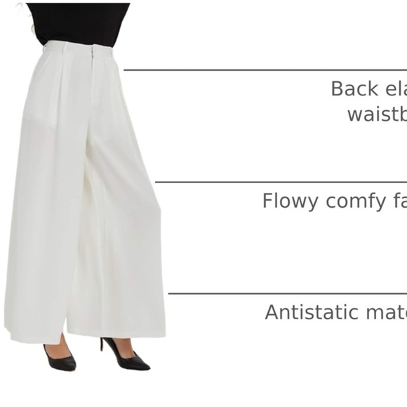 NWT size large Chic White Wide-Leg pleated front Trousers - Picture 4 of 5